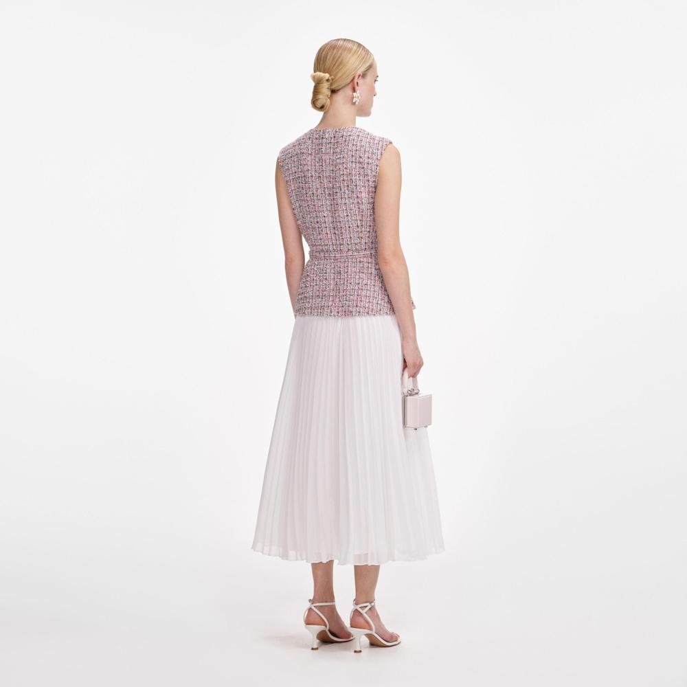 SP VIP PRICE Pink Boucle Chiffon Midi Dress