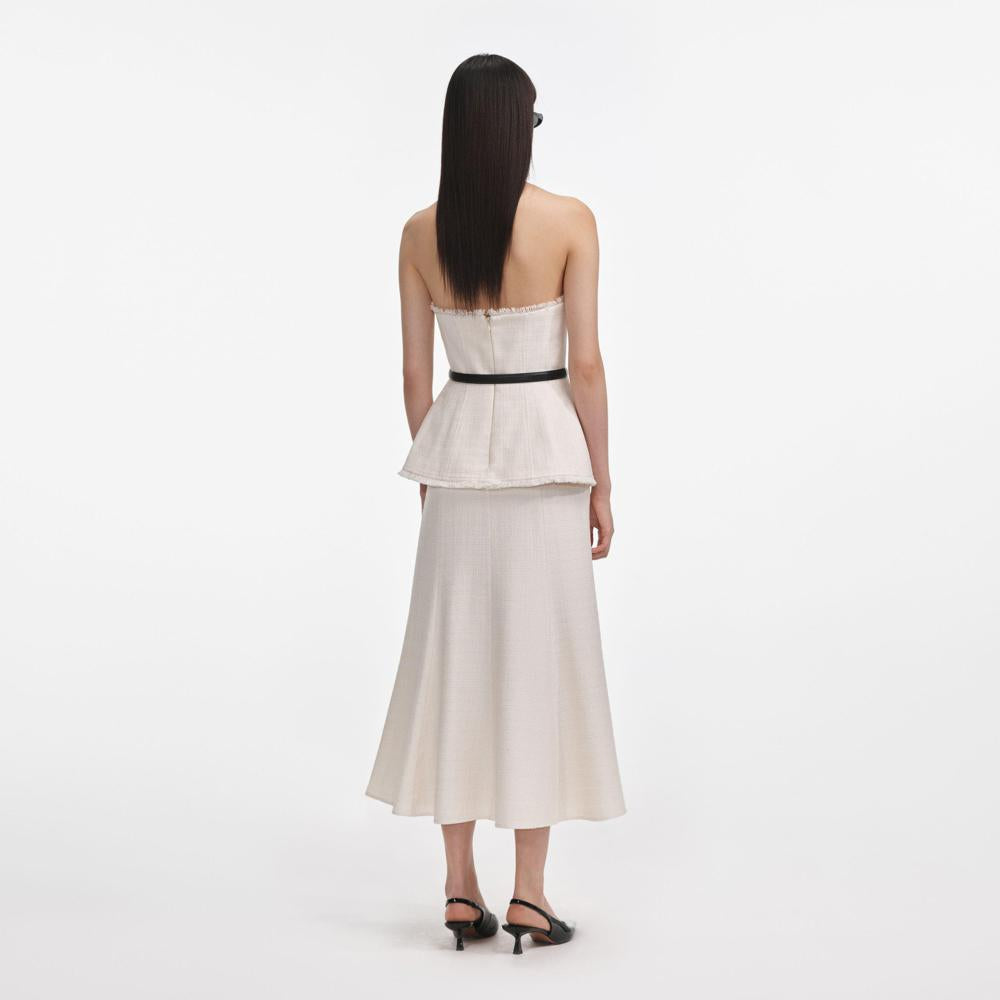 SP VIP PRICE Cream Boucle Bandeau Midi Dress
