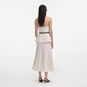 SP VIP PRICE Cream Boucle Bandeau Midi Dress