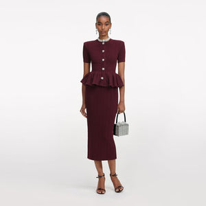 SP VIP PRICE Burgundy Pointelle Knit Midi Dress