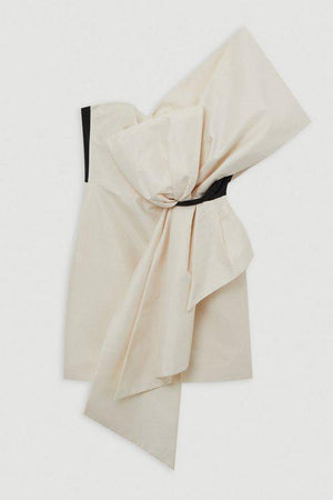 Karen Millen UK SALE Archive Collection - Taffeta Bow Detail Woven Mini Dress