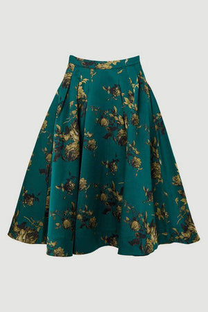 Karen Millen UK SALE Floral Print Woven Midi Skirt