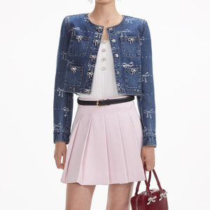 SELF PORTRAIT SS24 Bow Print Denim Jacket