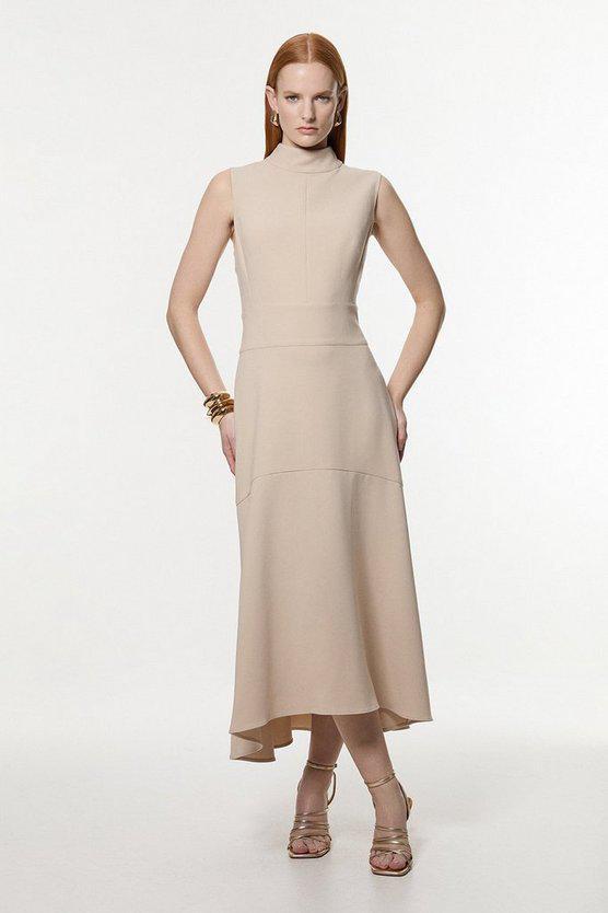 Karen Millen UK SALE Tall Compact Stretch Essential High Low Midi Dress