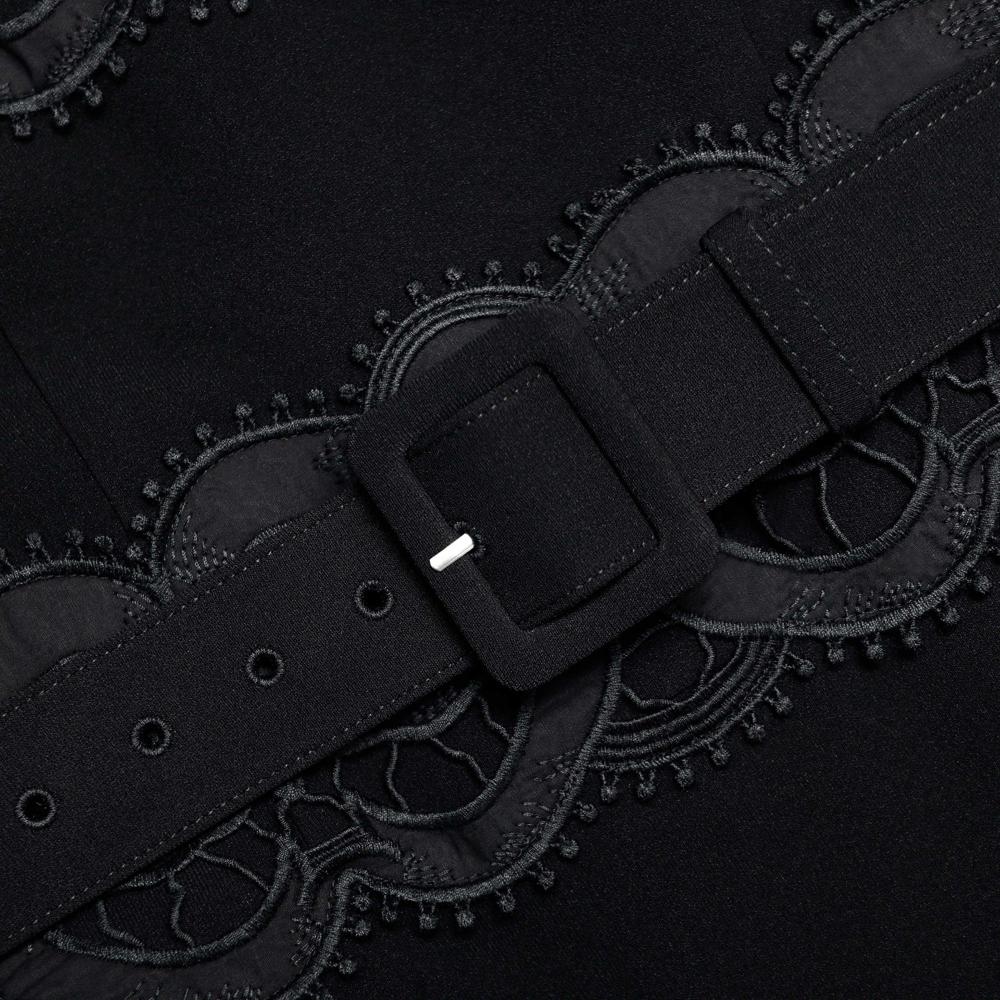 SP VIP PRICE Black Crepe Midi Dress
