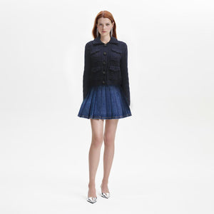 SELF PORTRAIT BLACK FRIDAY SALE Navy Knit Collar Cardigan