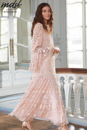 Needle & Thread CHRISTMAS SALE Annie Sequin Tiered Ankle Gown - pink