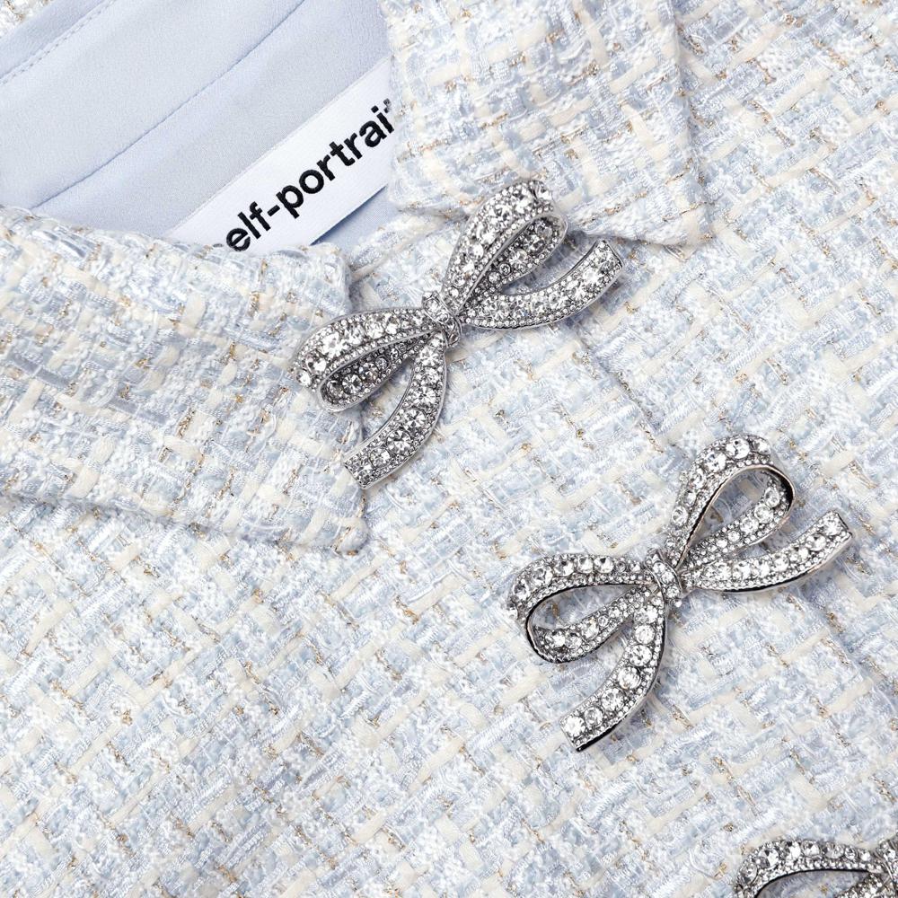 SP VIP PRICE Blue Boucle Bow Midi Dress