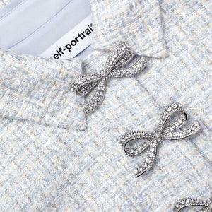 SP VIP PRICE Blue Boucle Bow Midi Dress