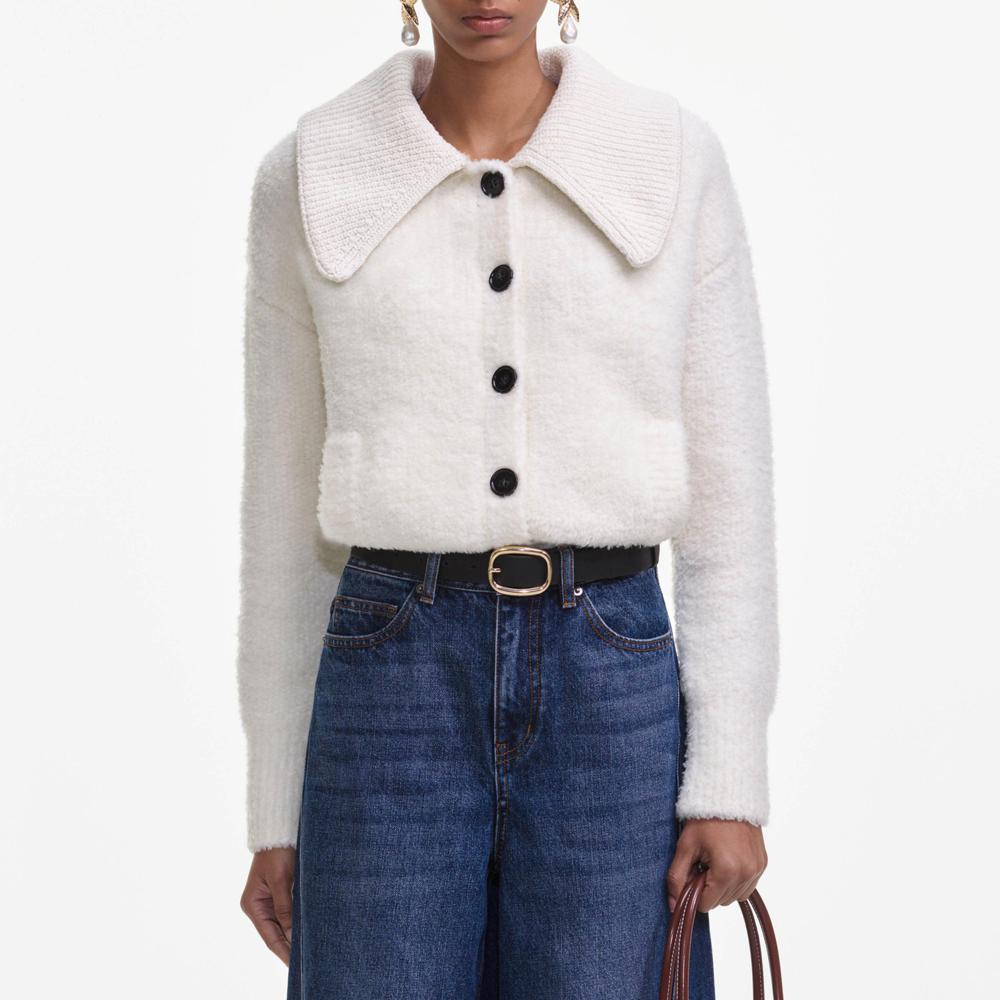 SELF PORTRAIT SS25 VIP PRICE Cream Fluffy Knit Cardigan