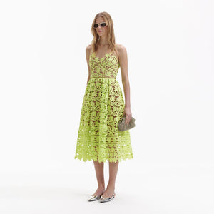 SELF PORTRAIT BLACK FRIDAY SALE Lime Azaelea Lace Midi Dress