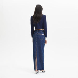 SELF PORTRAIT BLACK FRIDAY SALE Blue Denim Maxi Skirt