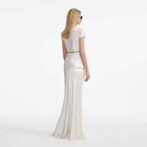SP VIP PRICE Cream Taffeta Chain Belt Maxi Dress