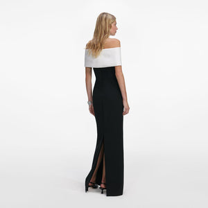 SP VIP PRICE Black Crepe Flower Maxi Dress