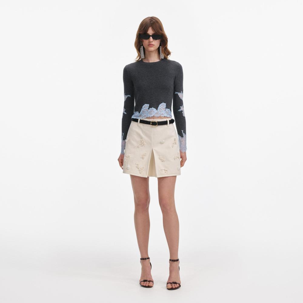 SP VIP PRICE Grey Contrast Lace Jumper