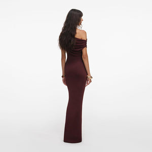 SP VIP PRICE Brown Draped Knit Midi Dress