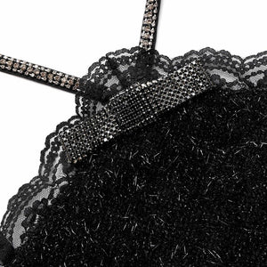 SELF PORTRAIT SS24 Black Tinsel Boucle Halter Mini Dress