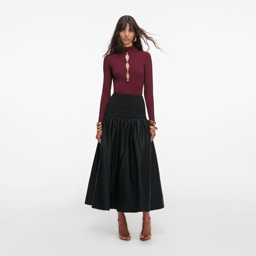 SP VIP PRICE Black Cotton Midi Skirt