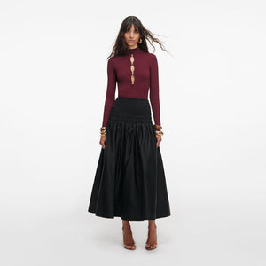 SP VIP PRICE Black Cotton Midi Skirt