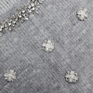 SP VIP PRICE Grey Fluffy Crystal Trim Cardigan