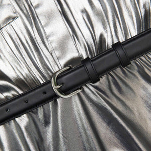 SP VIP PRICE Silver Metallic Crinkle Maxi Dress