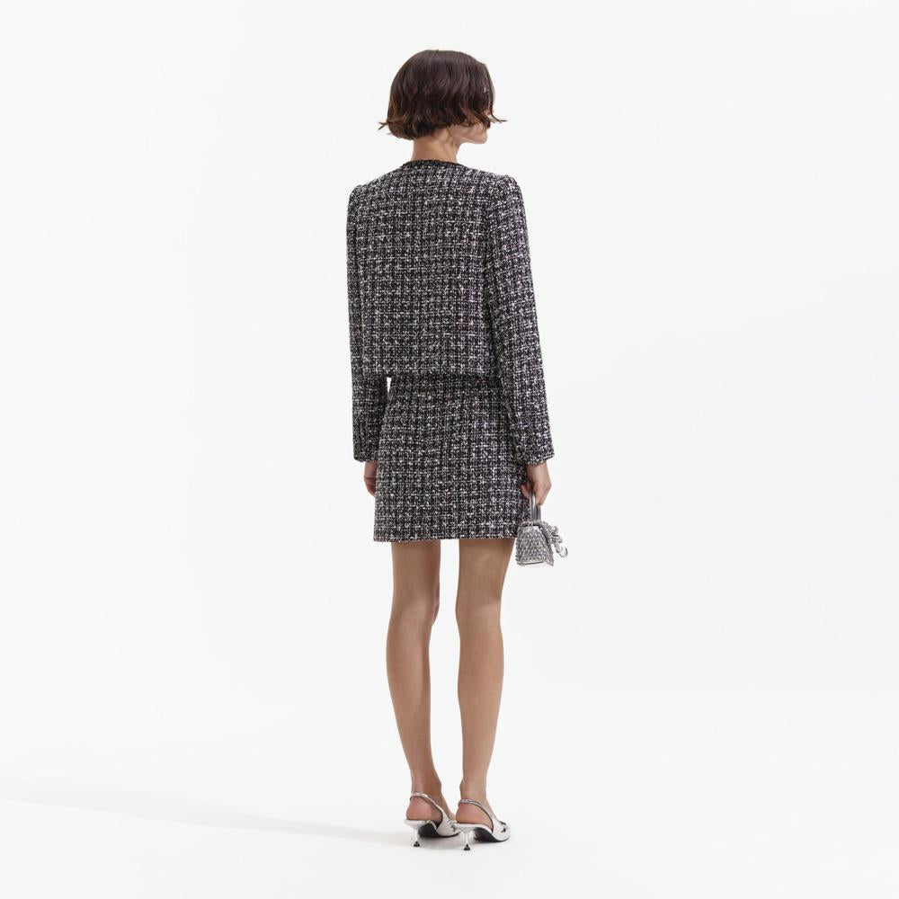 SELF PORTRAIT BLACK FRIDAY SALE Black Check Boucle Jacket