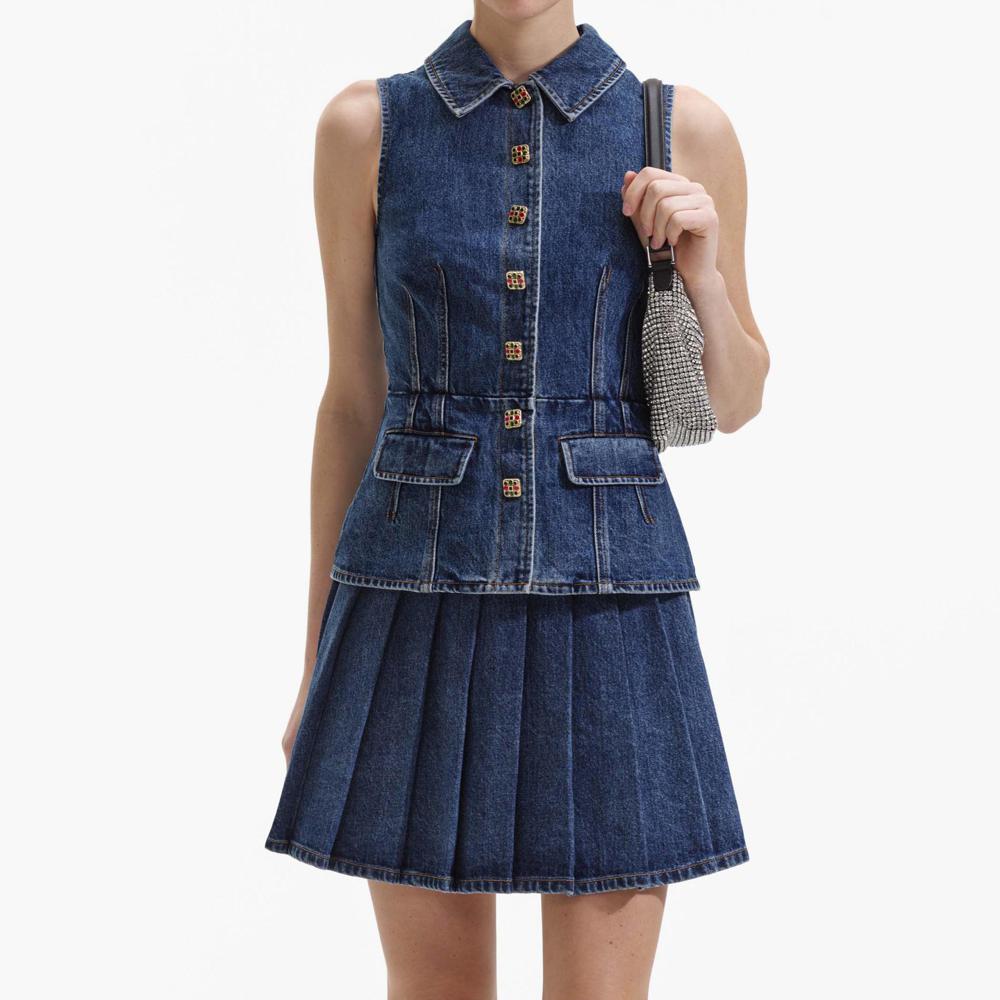 SELF PORTRAIT BLACK FRIDAY SALE Tailored Denim Mini Dress