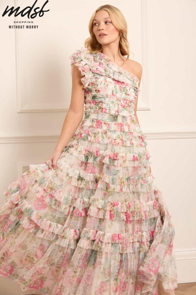 Needle & Thread PO and SALE Floral Romance Lisette One-Shoulder Gown - multi