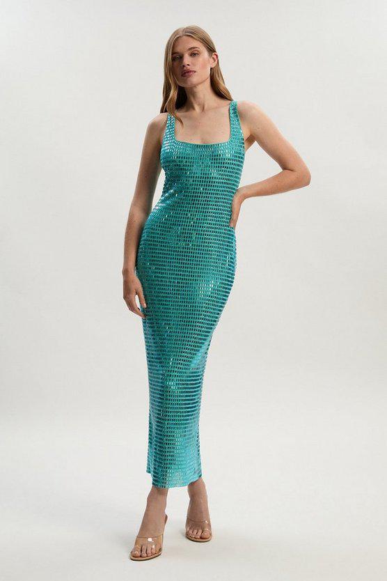 Karen Millen UK SALE Premium Crystal Embellished Jersey Midi Dress