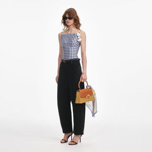 SP VIP PRICE Navy Gingham Taffeta Top