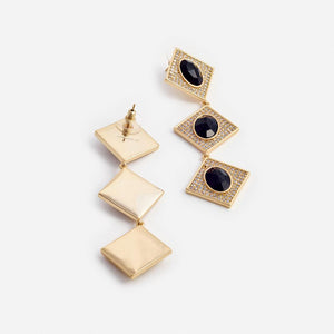 SP VIP PRICE Gold Crystal Black Tiered Earrings