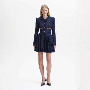 SELF PORTRAIT BLACK FRIDAY SALE Navy Knit Collar Mini Dress