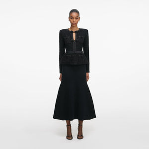SP VIP PRICE Black Sequin Knit Tailored Midi Dress