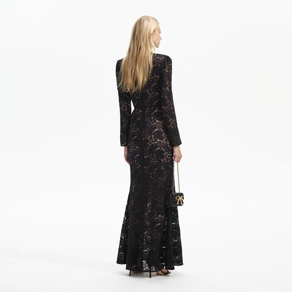 SELF PORTRAIT BLACK FRIDAY SALE Black Cord Lace Maxi Dress