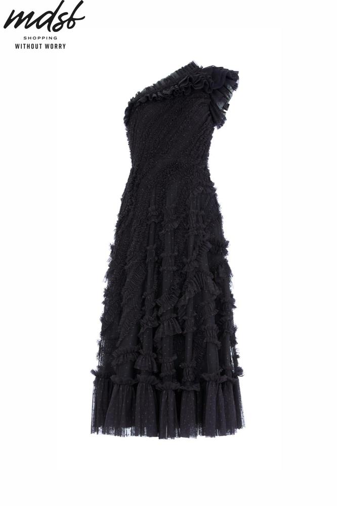 Needle & Thread CHRISTMAS SALE Aaliyah One-Shoulder Ballerina Dress - black