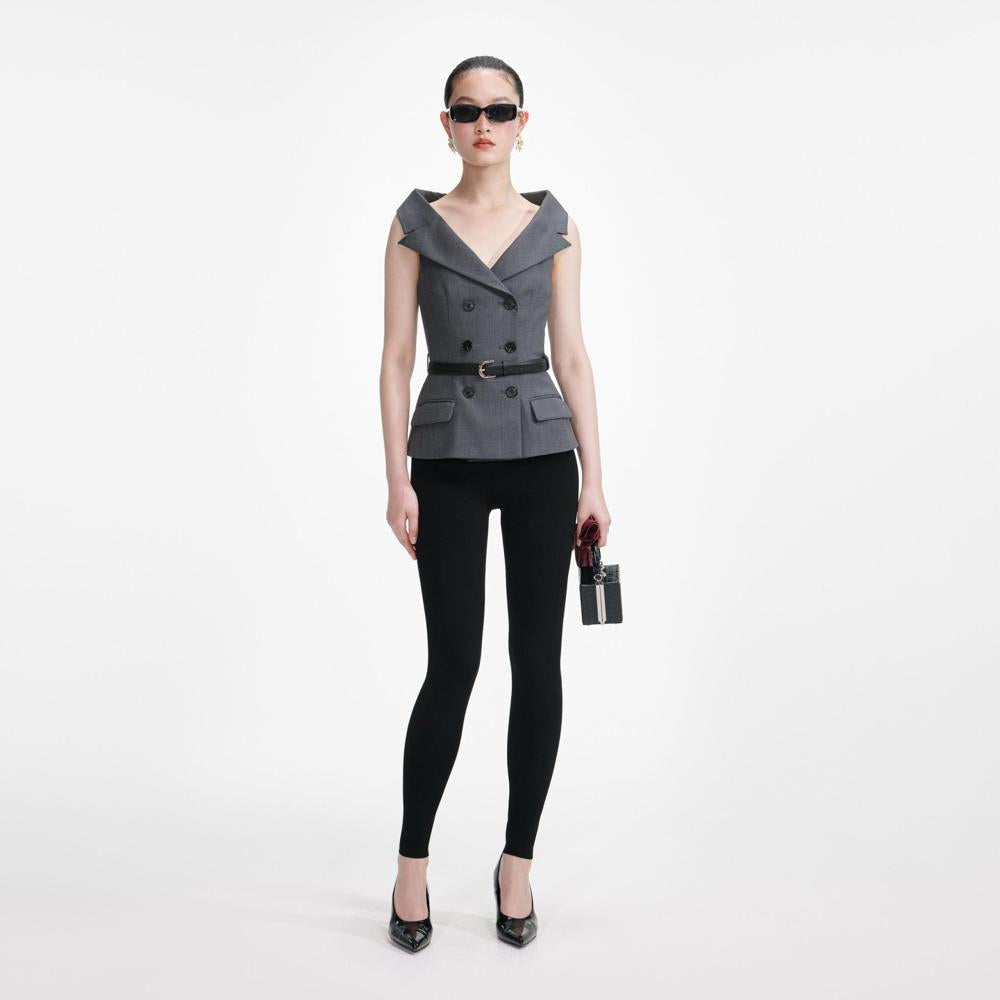 SP VIP PRICE Grey Wool Tailored Top