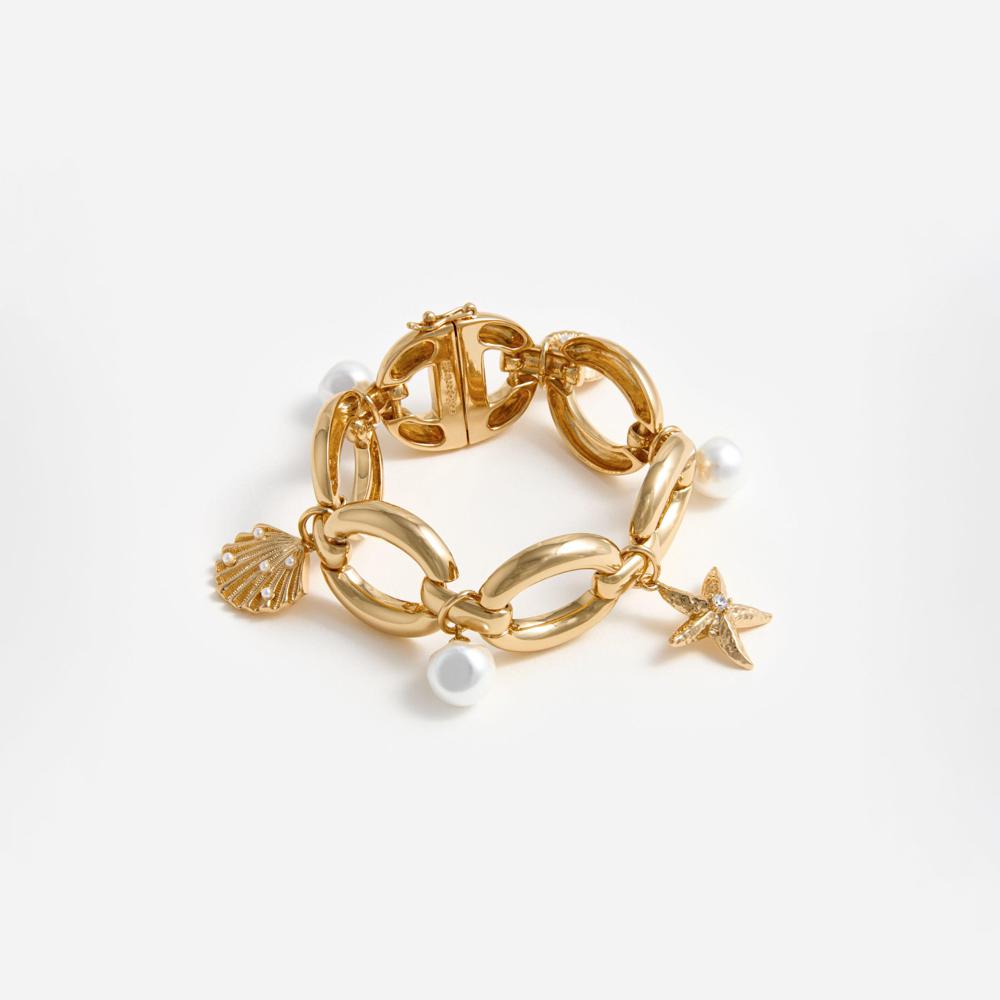 SP VIP PRICE Gold Pearl Shell Charm Bracelet