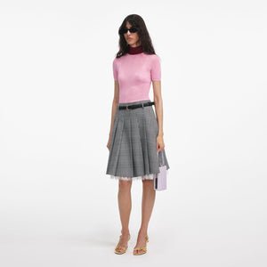 SP VIP PRICE Pink Viscose Knit Short Sleeve Top