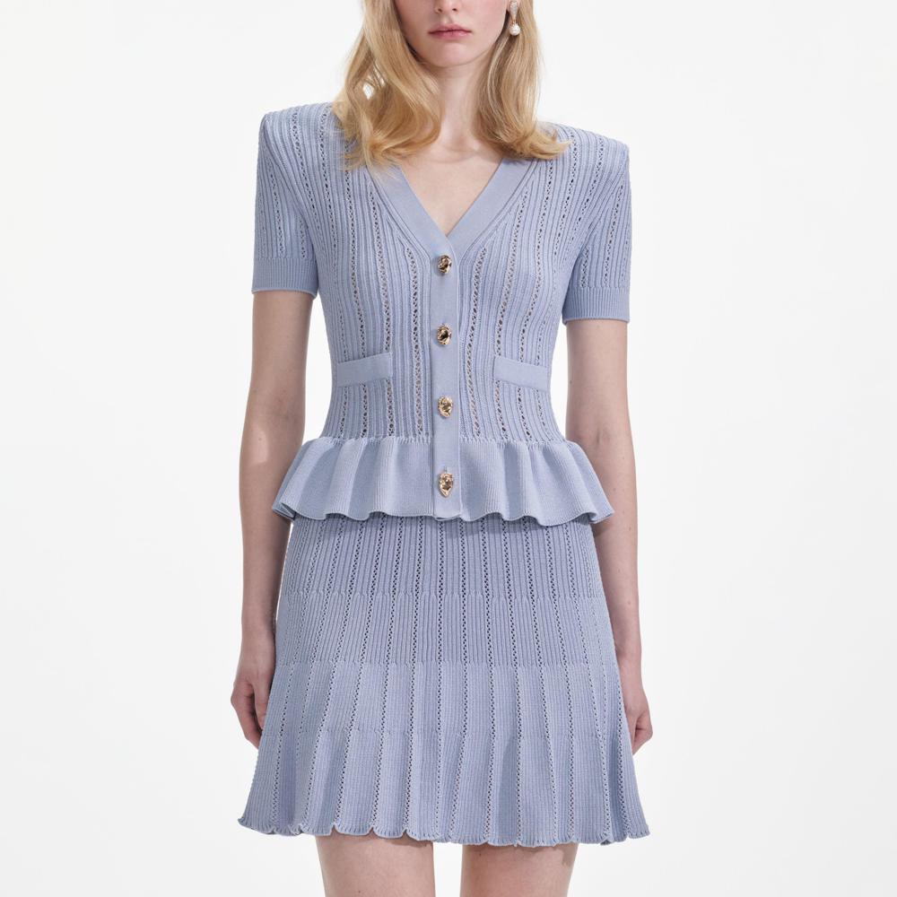 SP VIP PRICE Blue Knit Peplum Mini Dress