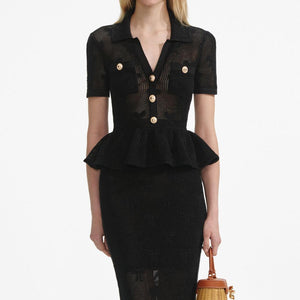 SP VIP PRICE Black Bow Crochet Midi Dress