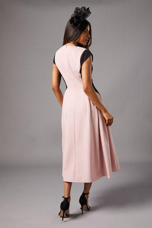Karen Millen UK SALE Petite Crepe colour Block Midi Dress - blush