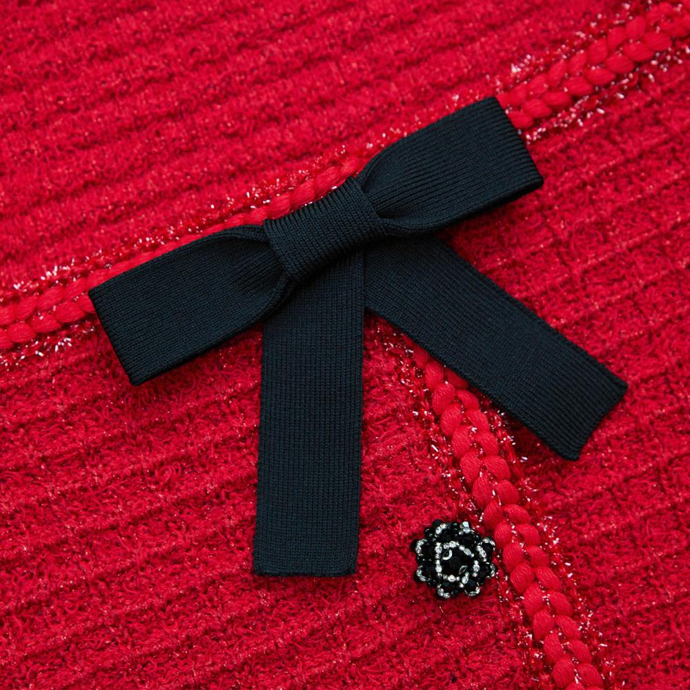 SELF PORTRAIT BLACK FRIDAY SALE Red Knit Bow Top