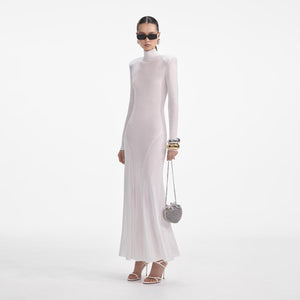 SELF PORTRAIT SS24 White Viscose Knit Maxi Dress