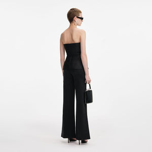 SP VIP PRICE Black Taffeta Bandeau Jumpsuit