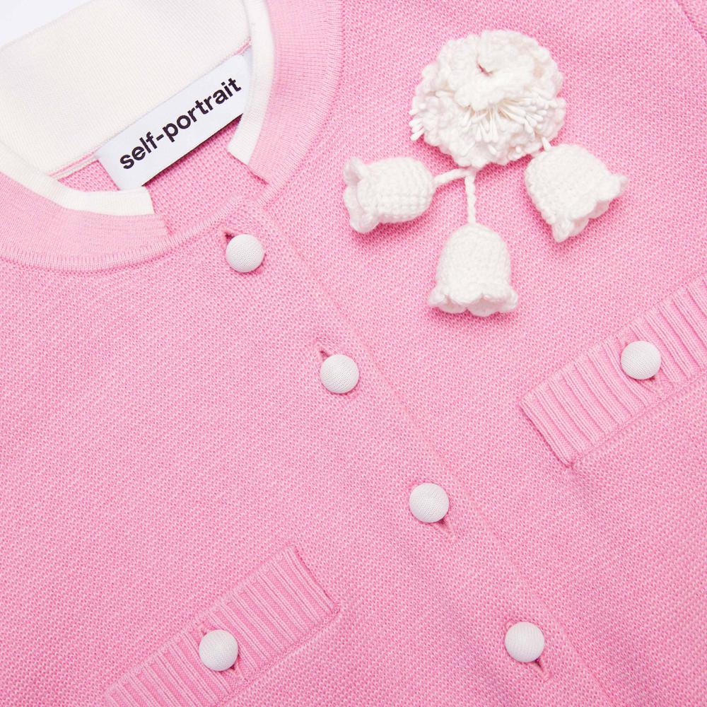SP VIP PRICE Pink Crochet Flower Knit Top