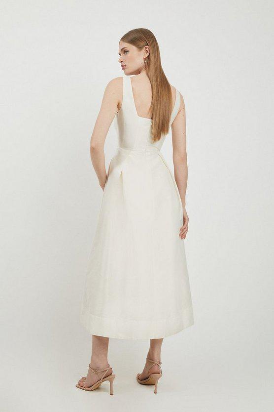 Karen Millen UK SALE Lydia Millen Taffeta Full Skirt Tailored Midi Dress - cream