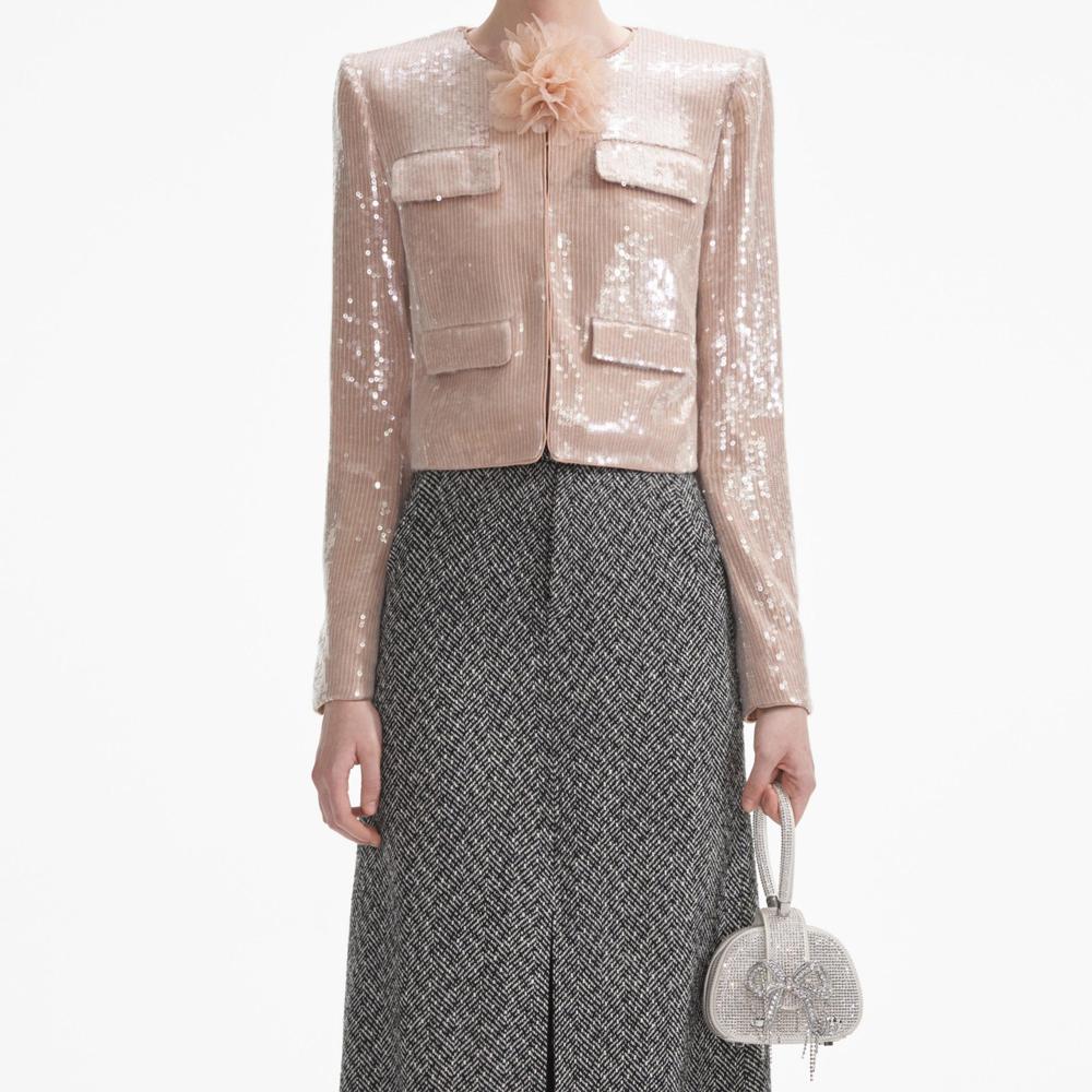 SELF PORTRAIT SS24 Champagne Sequin Jacket