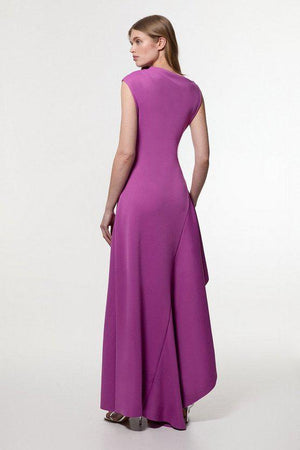 Karen Millen UK SALE Scuba Drama Ruffle Hem Woven Maxi Dress