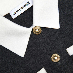 SP VIP PRICE Grey Contrast Collar Cardigan