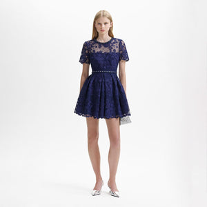 SELF PORTRAIT BLACK FRIDAY SALE Navy Lace Embellished Mini Dress